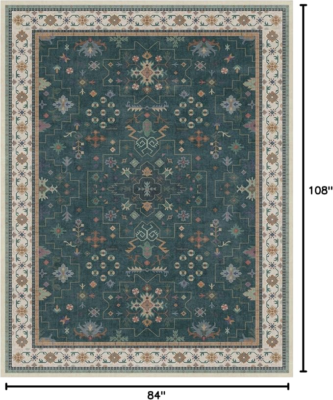 Vintage Dark Green 7x9 Dining Room Rugs - Image 2
