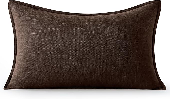 MIULEE Decorative Linen Lumbar Pillow Cover 12x20 Inch Dark Brown | Fall Autumn - Image 7