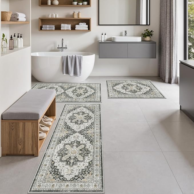 Madane Washable Kitchen Rug Set of 3 Small Area Rugs Non-Slip - Image 4
