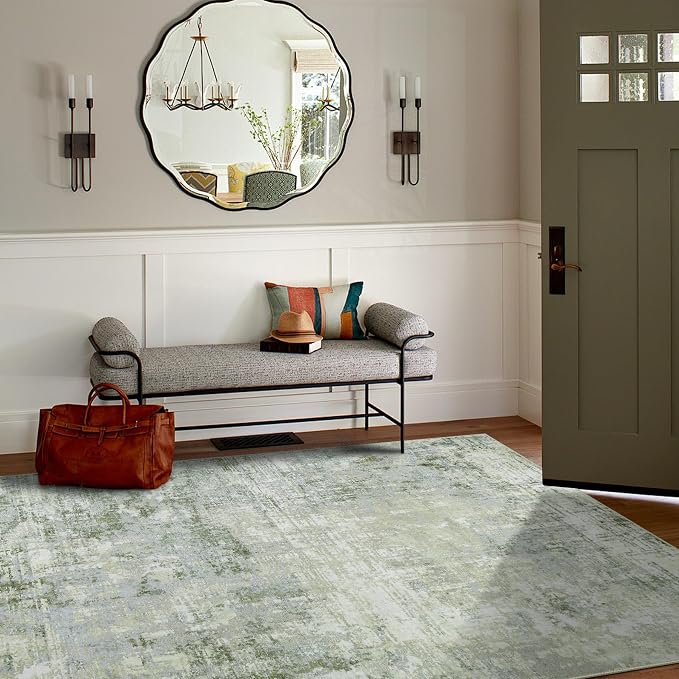 Aelenmu 6x9 Area Rugs for Living Room Bedroom Dining Room Washable Green | Soft - Image 3