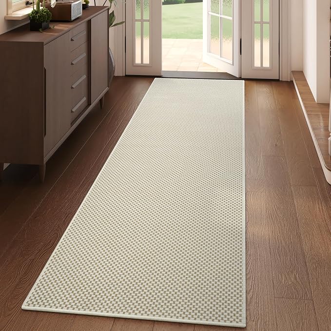 Kitchen Runner Rug Mat Non Slip Hallway Runner Washable Beige 2x6 ft | Boho - Image 3