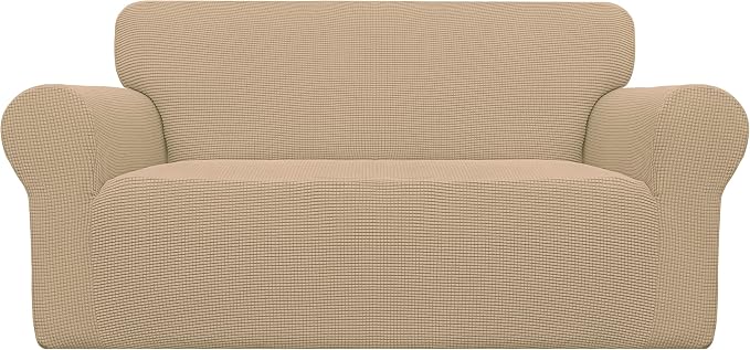 Easy-Going Stretch Oversized Loveseat Couch Covers Washable Sand | 1-Piece by Easy-Going