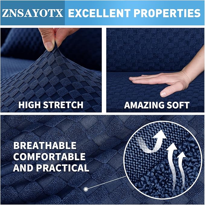 ZNSAYOTX Sectional Couch Covers, Stretch Jacquard Slipcovers - Image 5