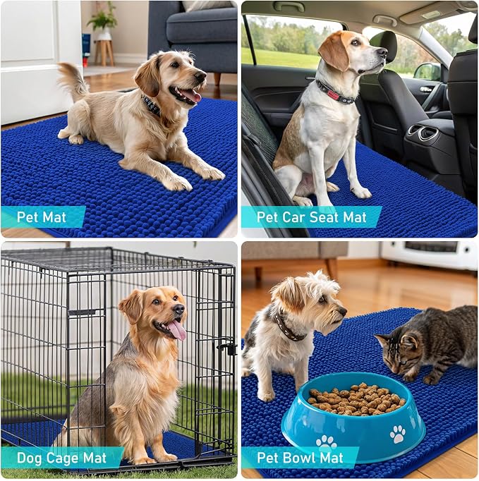 OLANLY Dog Door Mat for Muddy Paws 47x24, Super Absorbent Chenille Mud Mat | - Image 7