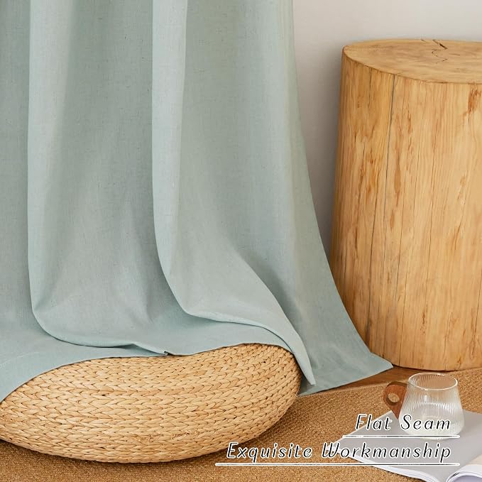 NICETOWN Sage Green Linen Kitchen Curtains 36 inch Length, Decorative Thick - Image 8
