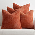 MIULEE Decorative Chenille Fall Pillow Covers Burnt Orange 16x16 Pack of 4 | by MIULEE