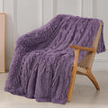 Tuddrom Decorative Extra Soft Faux Fur Blanket Twin Size 70" x 78",Solid Reversible Fuzzy Fluffy Plush Fleece Comfy Microfiber Blanket for Couch Sofa Bed,Patrican Purple