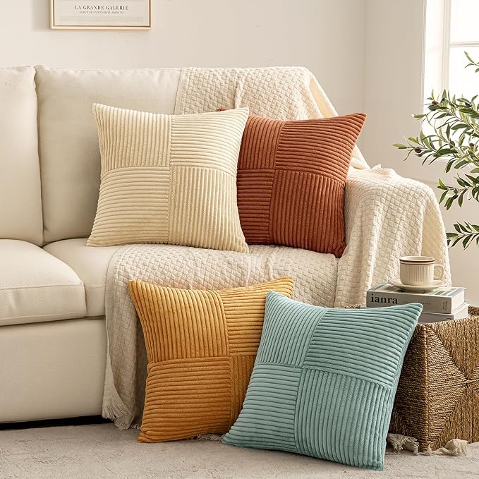 MIULEE Fall Boho Farmhouse Decorative Throw Pillow Covers 18x18 Inch 4 Packs - Image 4