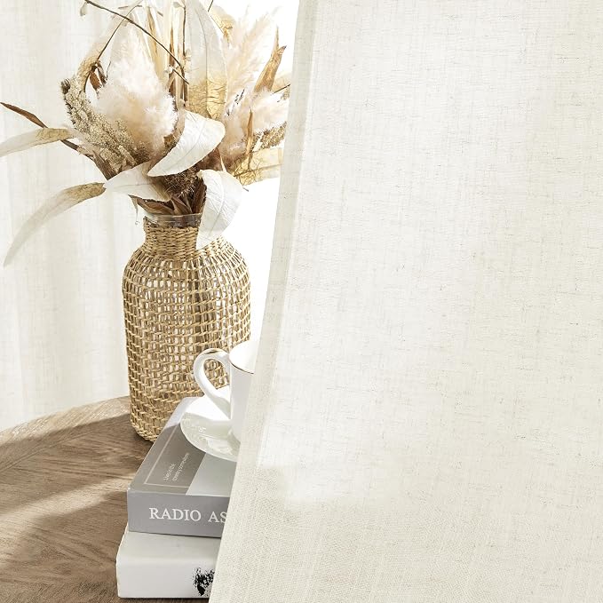 Joydeco Linen Curtains 2 Panel Set, Ivory on Linen Curtains 96 Inch Long - Image 5
