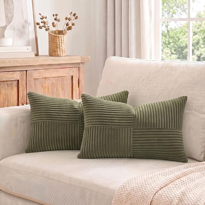 Fancy Homi 2 Packs Olive Green Lumbar Decorative Throw Pillow Covers 14x22 Inch - Image 7