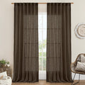 95 Inches Long Linen Curtains for Living Room, Semi Sheer Panels | Rod Pocket by LAMIT