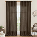Dark Brown Linen Curtains, Light Filtering Panels, 52 x 96 Inch | Semi Sheer by LAMIT