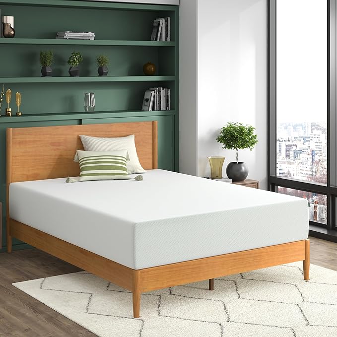 ZINUS 12 Inch Green Tea Memory Foam Mattress, Full, Fiberglass Free, Patented Custom Contour Support, Sturdy Base Foam, CertiPUR-US Certified, Mattress in A Box, White