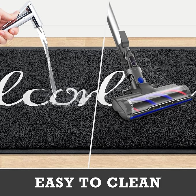 Black Door Mat Welcome Mats Outdoor Indoor Doormat - Image 6