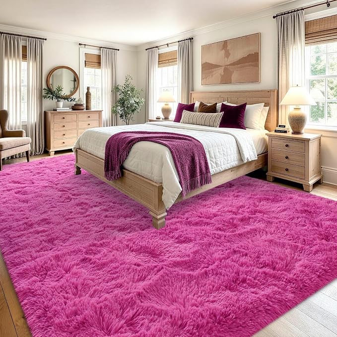 9x12 Extra Large Hot Pink Fluffy Soft Area Rug Non-Slip - Image 4