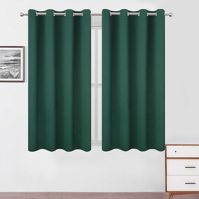 Blackout Curtains 52 x 45 inch/Green Curtains Set of 2 Panels/Thermal Insulated by Lemomo
