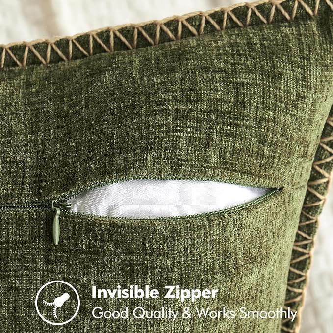 MIULEE Decorative Couch Throw Pillow Covers 20x20 Inch Olive Green 2 Pack | - Image 7