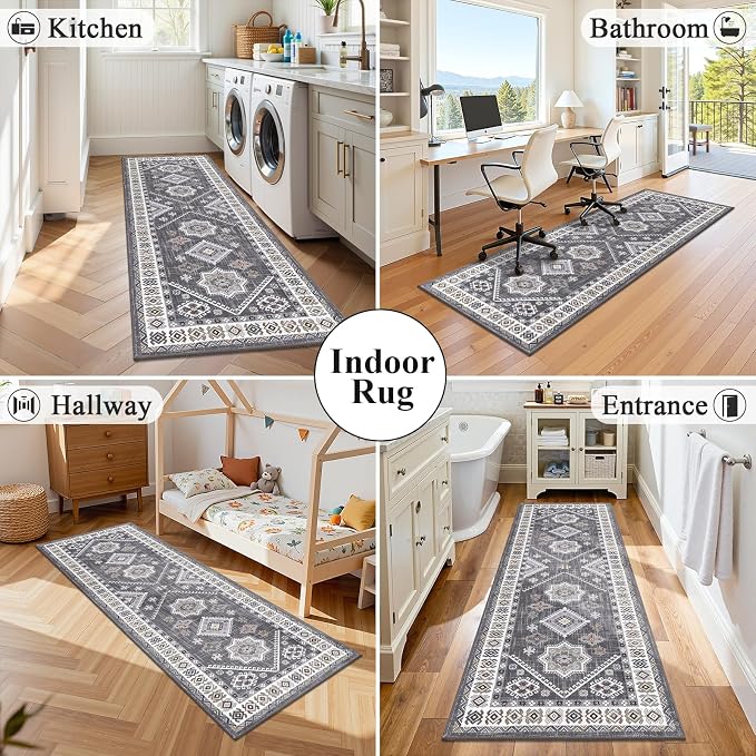 HEBE Boho Kitchen Mats for Floor 24''x60'', Non Slip Washable Runner Rug | - Image 8