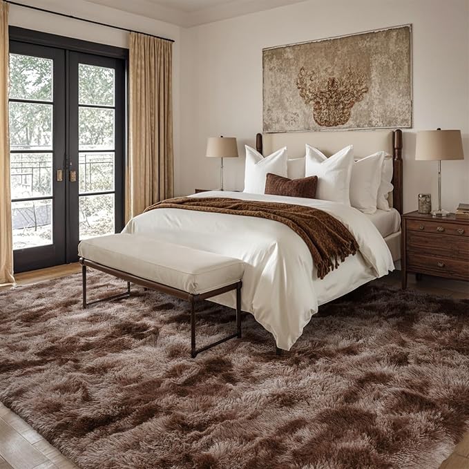 8x10 Ft Extra Large Shag Brown Area Rug - Image 3