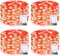 JMEXSUSS 4 Pack 50 LED Christmas Fairy Lights Battery Operated, 16.1ft Orange Fairy String Lights, Mini Orange Christmas Lights for Bedroom Garden Party Holiday Decorations