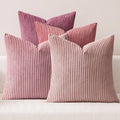 MIULEE Soft Corduroy Decorative Throw Pillow Covers Purple Pink 18x18 | Set of 4 by MIULEE