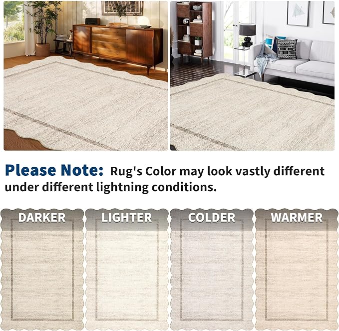 GarveeHome Scalloped Round Rugs 6 ft Washable Area Rug - Image 9