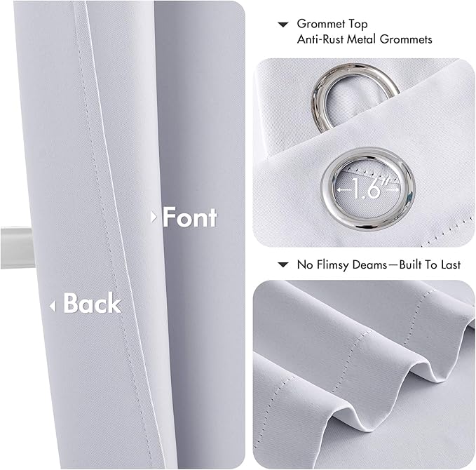 MIULEE Blackout Curtains for Bedroom 2 Panels 40x63 Inch Long Greyish White | - Image 4