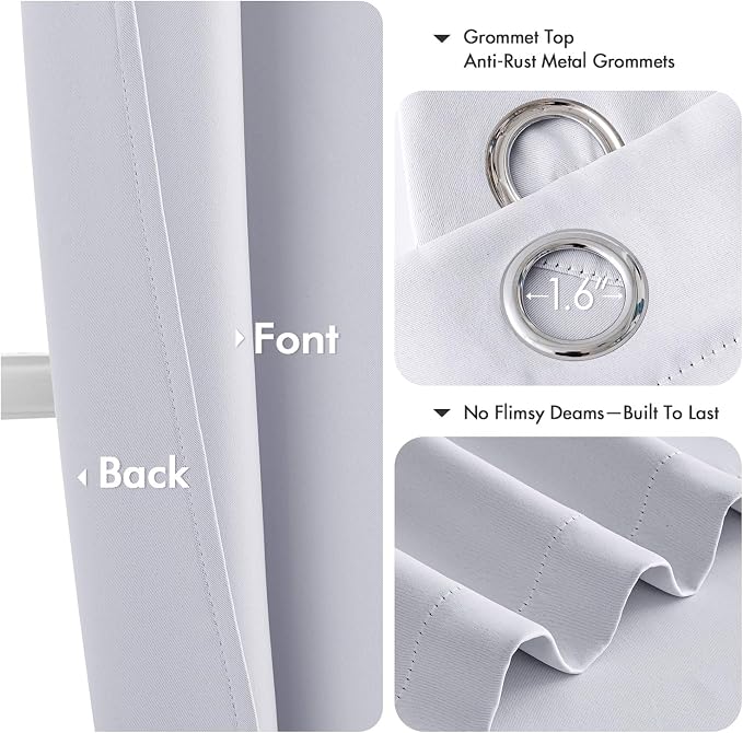 MIULEE Blackout Curtains for Bedroom 2 Panels 34x45 Inch Long Greyish White | - Image 4
