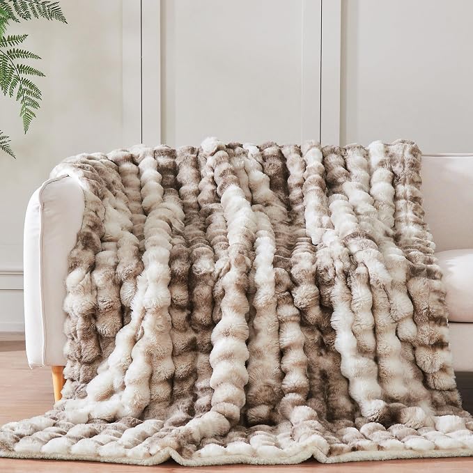60x80 Inches Ultra-Soft Fuzzy Faux Fur Plush Twin Size Blanket - Image 4