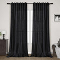 Black Extra Long Curtain 130 inches Long 2 Panels Set by Nanspring