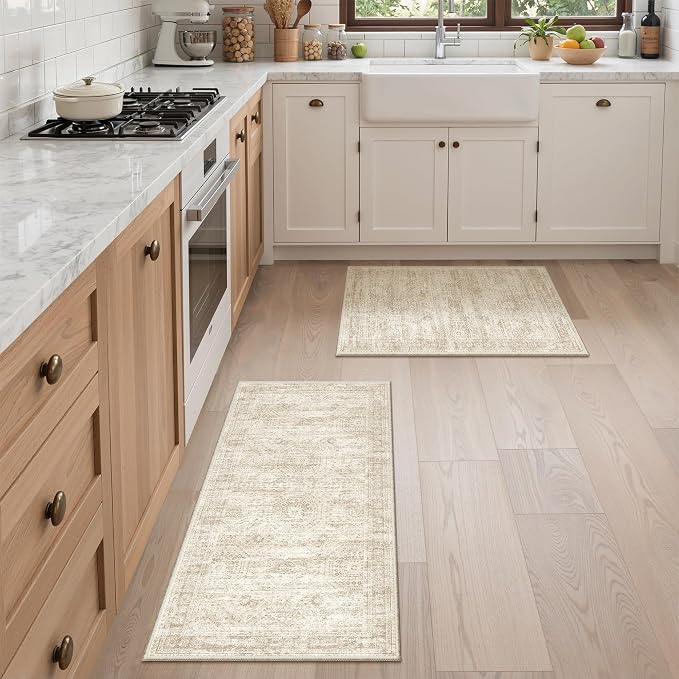 Kitchen Rugs Sets of 2, 2x3 2x4 Rug Runner, Dining Room, Soft Runner Rug by Restydon