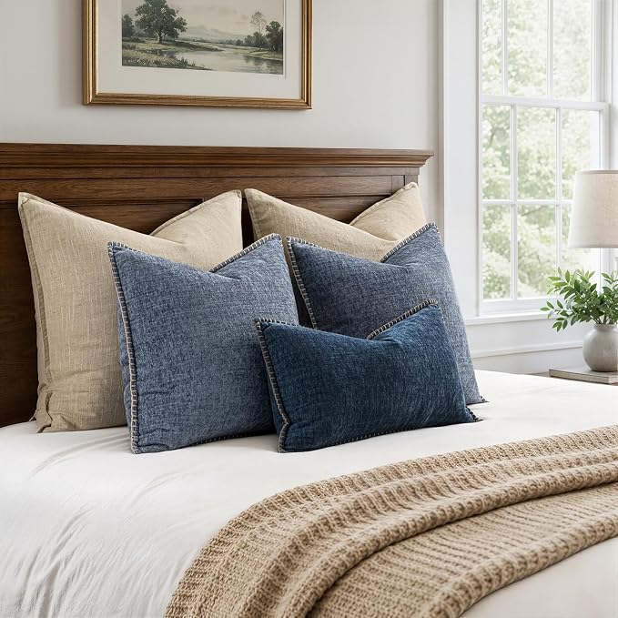 MIULEE Decorative Couch Throw Pillow Covers 20x20 in Dark Grey Blue 2 Pack | - Image 6