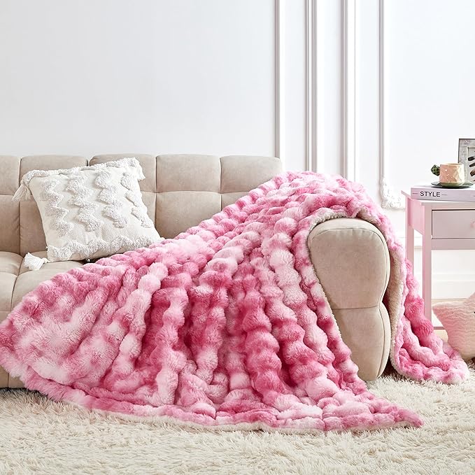 50x60 Inches Ultra-Soft Fuzzy Faux Fur Plush Throw Blanket by Serenhom