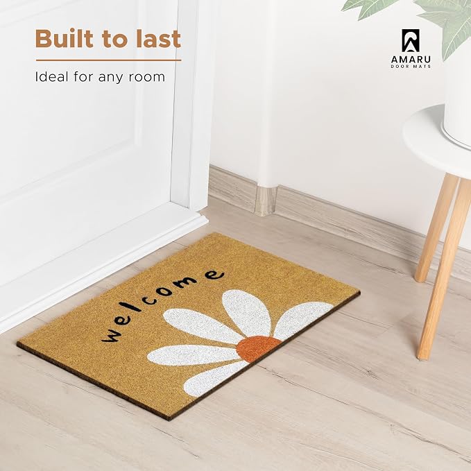 Coir Welcome Mat, Welcome Daisy, 17 x 29 in | 100% Natural Coir, Anti-Shedding - Image 7