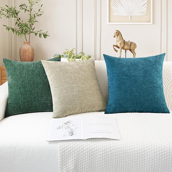 CaliTime Decorative Couch Throw Pillow Covers 18 X 18 Inches Dark Green | Pack - Image 5