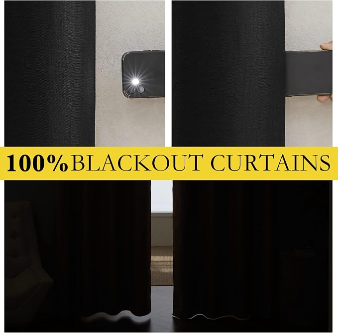 NICETOWN Black out Linen Curtains - Image 3