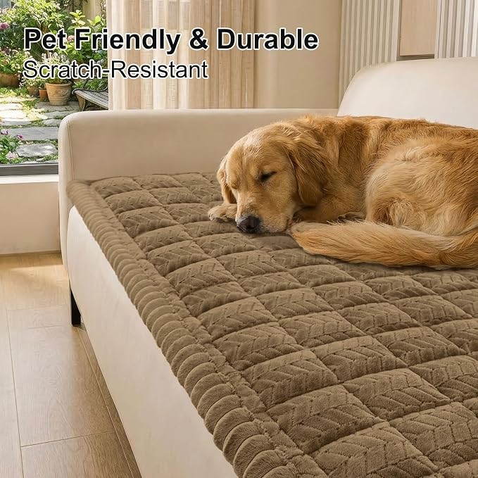 Smiry Couch Cover for Dogs, Non Slip Fuzzy Pet Sofa Arm Covers Washable | Sofa - Image 9