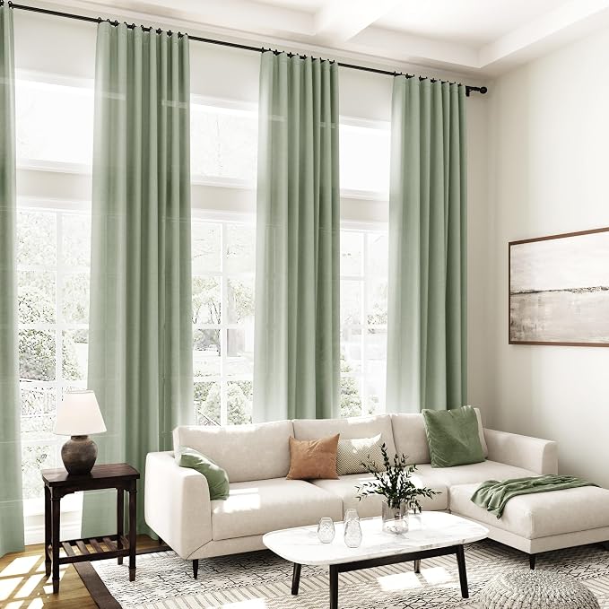Desert Sage Linen Curtains 84 Inch Length 2 Panels Set - Image 7