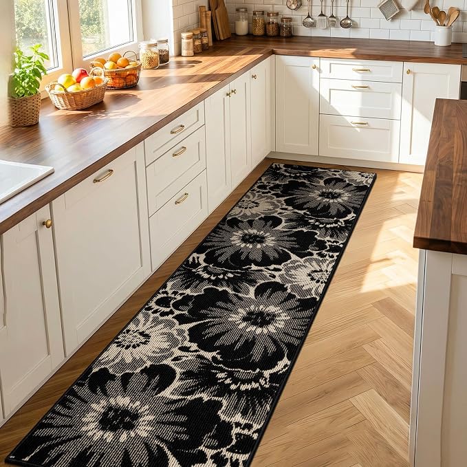 Findosom Hallway Runner Rug 2x12, Non Slip High-Low Textured Floral Washable - Image 8