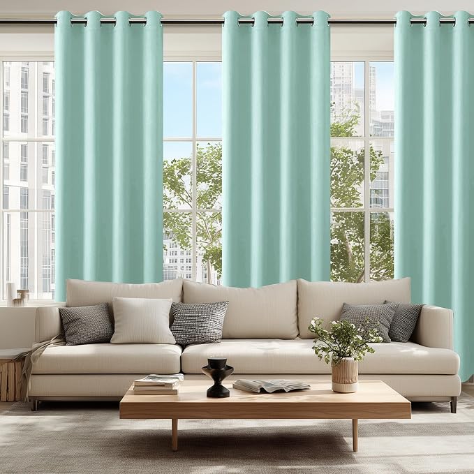 Blackout Curtains for Bedroom, 52 x 84 Inches Long, 2 Panels, Aqua | Thermal - Image 2