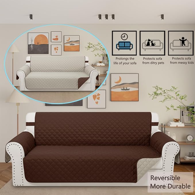 Reversible Couch Cover for 3 Cushion, Pet Friendly Water Repellent Couch Sofa - Image 2