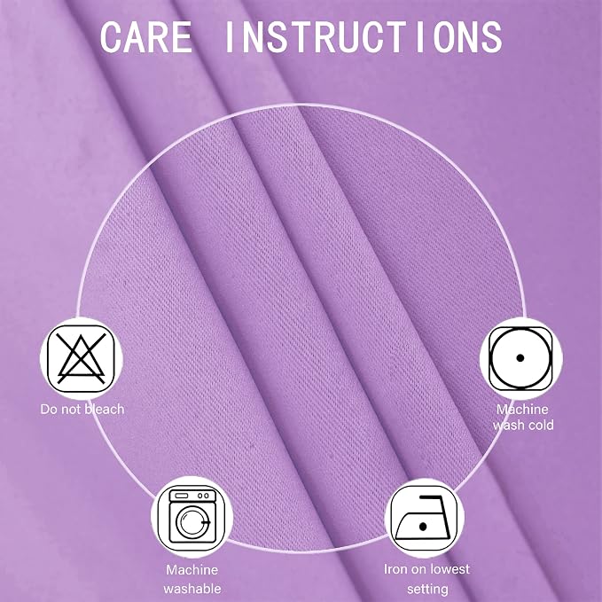 Lavender Blackout Curtains 38 x 63 Inch Length/Set of 2 Curtain Panels/Thermal - Image 4