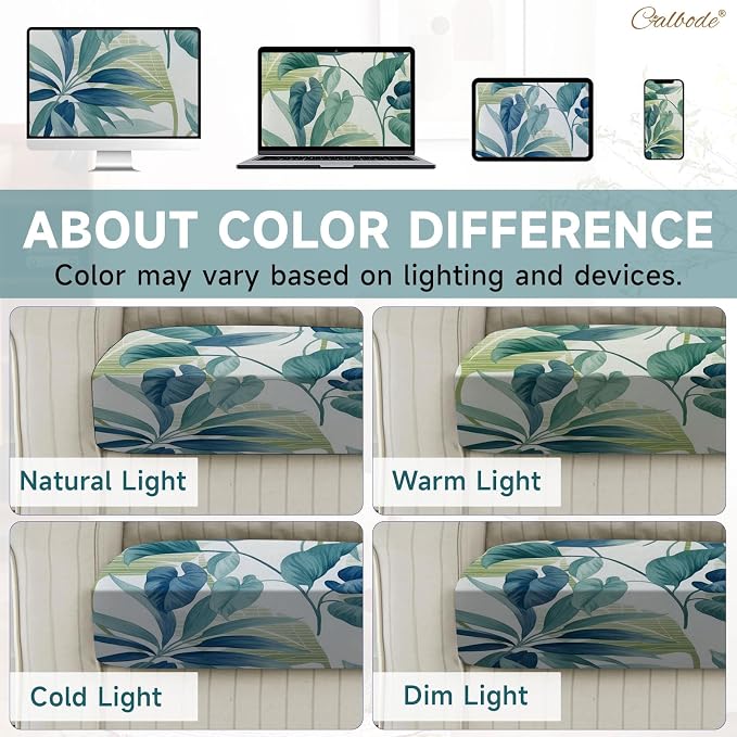 CALBODE 12 Pcs Stretch Sofa Chair Seat Cushion Covers, Breathable, Botanical - Image 7
