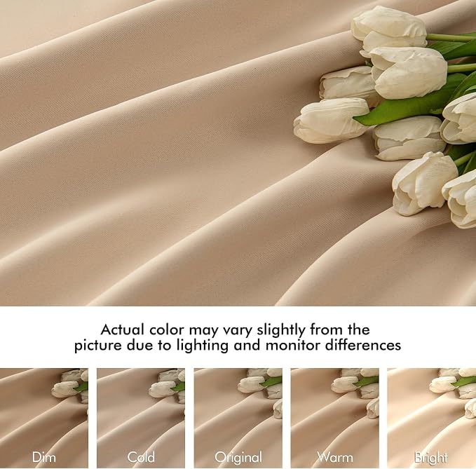MIULEE Beige Back Tab Blackout Curtains 52x96 Inch Long 2 Panels Set | Rod - Image 8