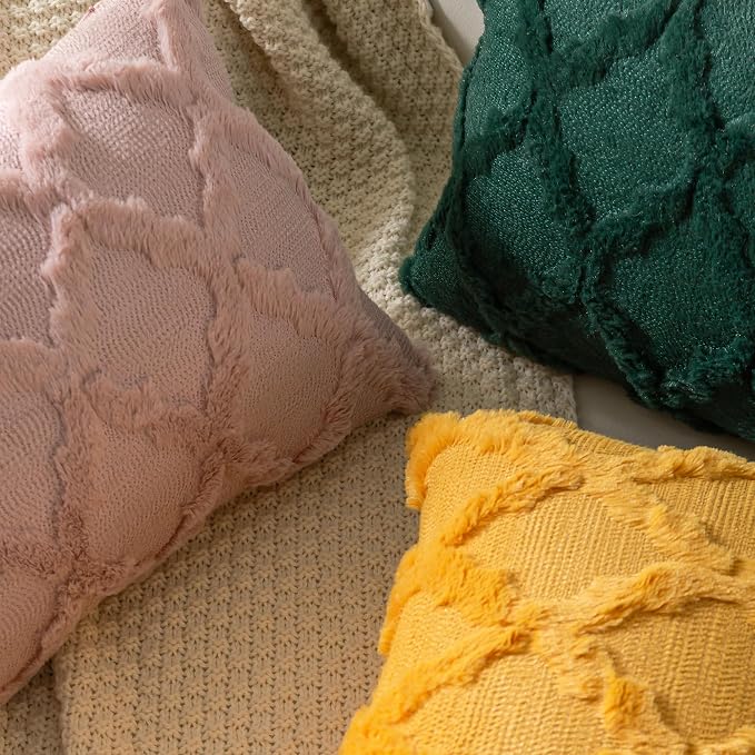 Set of 2 Soft Moroccan Throw Pillow Covers 18x18 Inch Plush Boho Decorative - Image 6