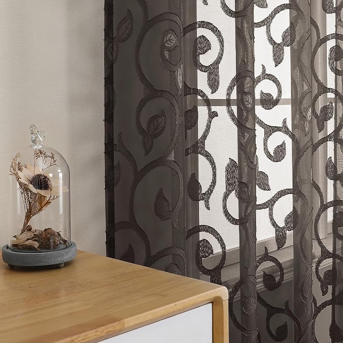 Furman Chocolate Sheer Curtains 96 inches Long - Image 6