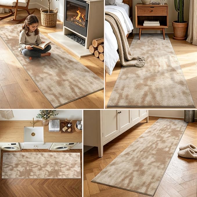 2x6 Tie-dye Beige Runner Rug Washable Non-Slip - Image 3