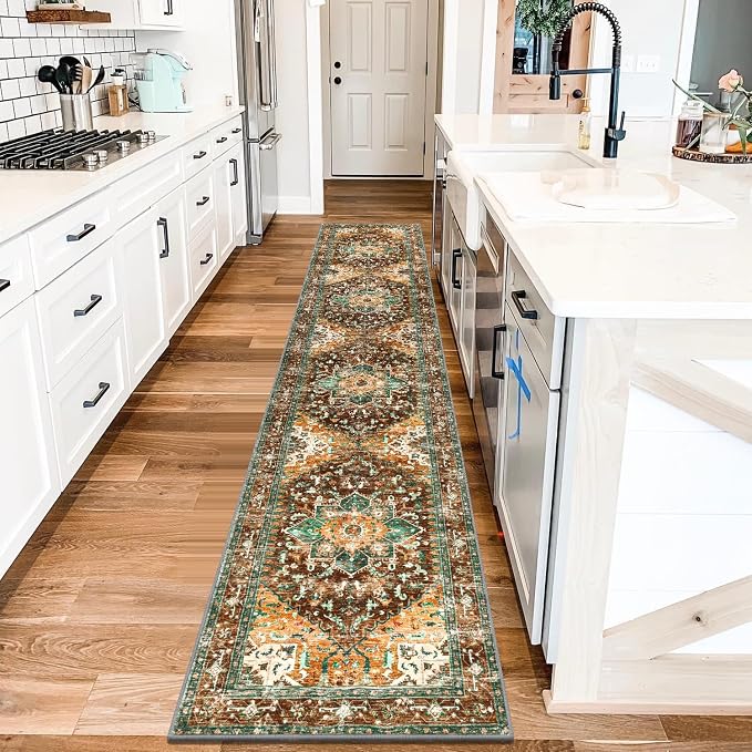 Yamaziot Washable Runner Rug, 2x10 Non-Slip Boho Hallway Kitchen Rug | Stain - Image 8