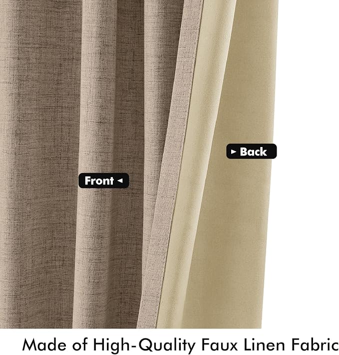 MIULEE 100% Blackout Linen Curtains 42 x 72 Inch Copper Brown 2 Panels | - Image 6