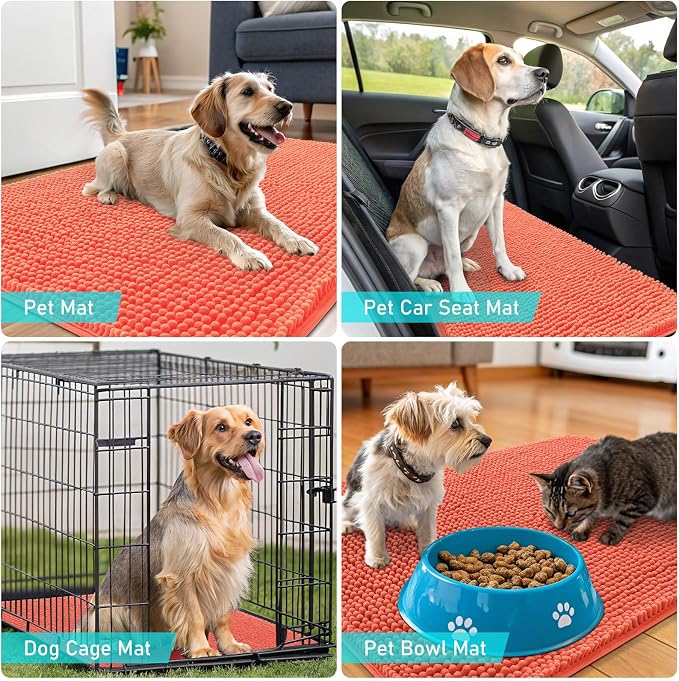 OLANLY Dog Door Mat for Muddy Paws 47x17, Super Absorbent Chenille Mud Mat | - Image 7